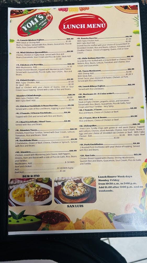Yoli's Mexican grill Menu image 1